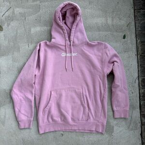 Glossier Women’s Pullover Hoodie Sweatshirt Pink Size Medium M Cotton